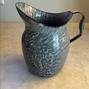 Antique/Vintage Agate Ware Granite Ware gray mottled speckled pitcher
